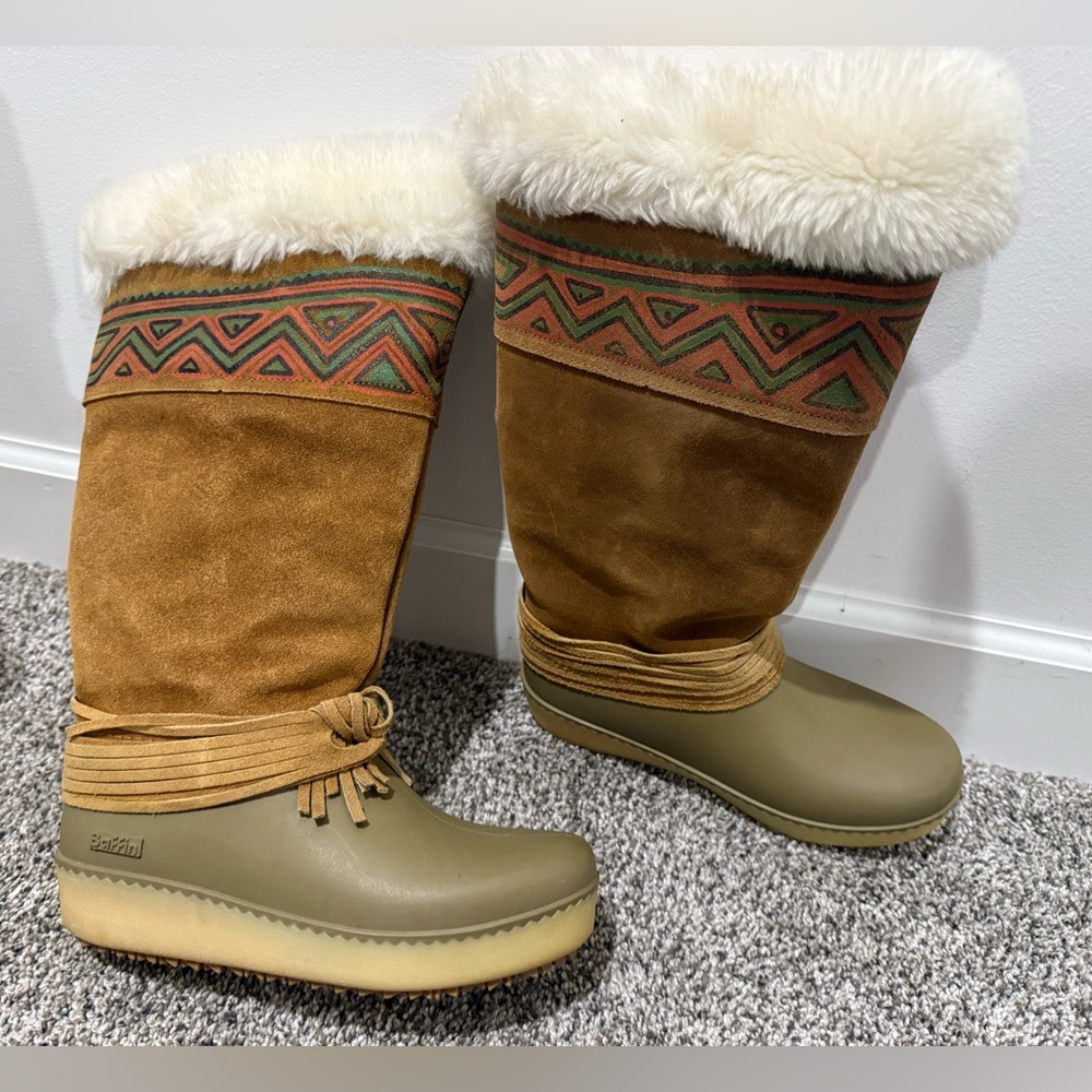 Vintage Baffin leather, rubber, and shearling winter boots, women's size 7 - Picture 2 of 10